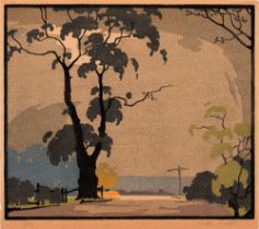 Edward Loxton Knight RBA (1905-1993) - The Crossroads, colour woodcut, signed in pencil and numbered