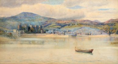 Willie Stephenson (1857-1938) - View of a Castle, signed, watercolour, 38 x 70cm Some foxing,