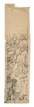 English School, c1900 - Designs for stained glass windows, five, actual size, pen, pencil, ink and