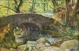 W Michael Brown RBSA, 20th / 21st c - Bridge in the Mawddach Valley, North Wales, signed with