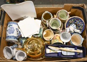 Miscellaneous ceramics, including a pair of Staffordshire earthenware dogs, a Royal Doulton