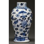 A Chinese blue and white vase, 19th / 20th c, painted with birds and insects amidst blossom, 14cm h,