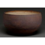 Studio ceramics. Ovoid Bowl, textured and partially glazed earthenware, 41cm diam Good condition
