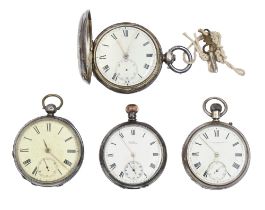 An English silver hunting cased fusee lever watch, James Harrison Wootton Bassett No 1061, 54mm
