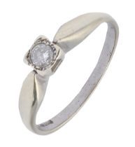 A diamond ring, with round brilliant cut diamond, illusion set in 9ct white gold, 2.2g, size N