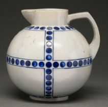 A Simon Peter Gerz jugendstil saltglazed grey stoneware globular jug, early 20th c, 20cm h,