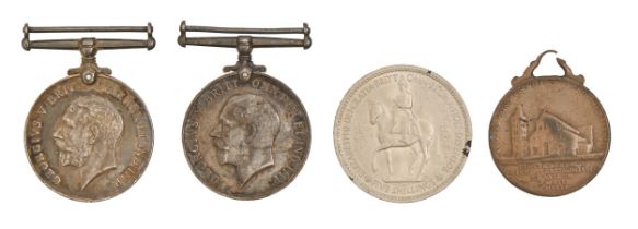 WWI, British War Medal 42828 Pte B Howe R Berks, British War Medal 105618 Pte T Wright Notts & Derby