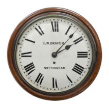 A Victorian mahogany wall clock, with fusee movement, the enamel dial inscribed F W Draper,