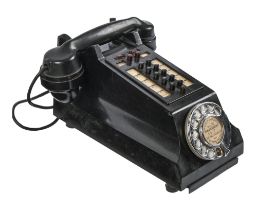A GPO black Bakelite Intercom 'crocodile' telephone, mid 20th c, marked E/3A Telephone Intercom No