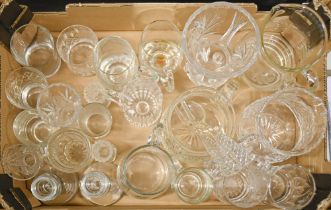 Miscellaneous glassware, including cut glass and other decanters, demijohns, vases, drinking