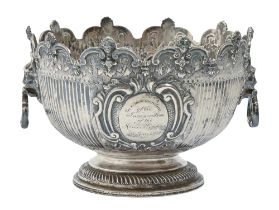 Britannia Standard. A Victorian silver Monteith, in William and Mary style, the undulating border of