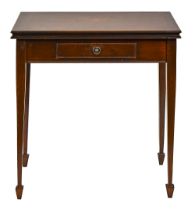 A mahogany and inlaid card table, 20th c, in George III style, 78cm h; 74 x 37cm