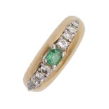 An emerald and diamond ring, in 18ct gold, import marked London 1980, 4.8g, size A Emerald