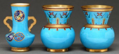 A pair of Minton aesthetic bone china vases, attributed to Dr Christopher Dresser, c1870,