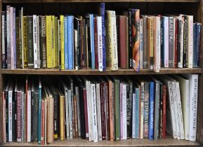 Books. Three shelves of textile reference, 20th c, including antique work, needlework and other