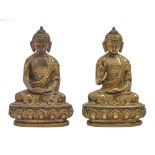 Two South East Asian brass sculptures of Buddha, late 19th / early 20th c, sealed, 17cm h Complete