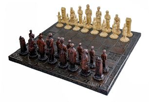 Sherlock Holmes. A figural resin chess set, late 20th c, with villain and policeman pawns, the rooks
