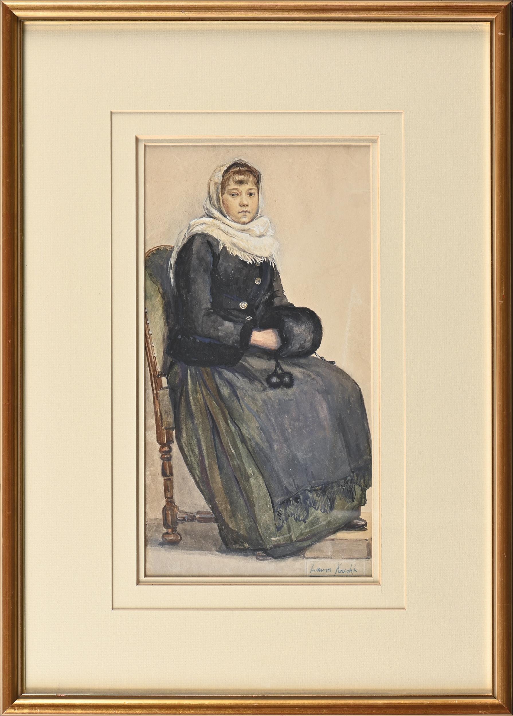 Dame Laura Knight DBE, RA (1877-1970) - Little Dutch Girl, signed, watercolour, 35.5 x 18.5cm - Image 2 of 3