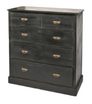 An Edwardian pine chest of drawers, black stained at later date, 109cm h; 105 x 52cm Good condition