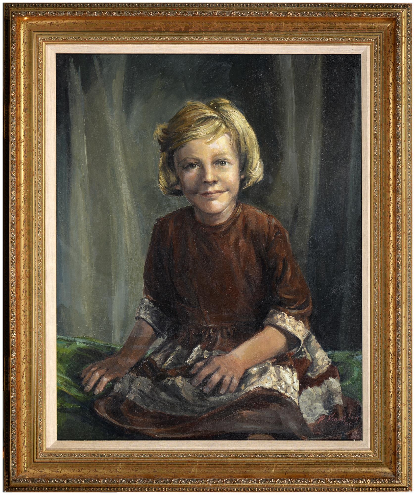 R Kearsley - Portrait of a Young Girl, signed and dated 80, oil on canvas, 74 x 59cm Good condition - Image 2 of 3