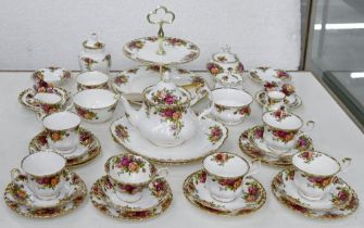 A Royal Albert Old Country Roses pattern tea service and related ornamental ware As a lot in good