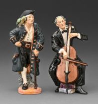 Two Royal Doulton earthenware figures of The 'Cellist and Long John Silver, circa mid 20th c, 20 and