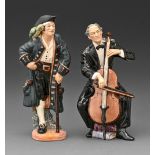 Two Royal Doulton earthenware figures of The 'Cellist and Long John Silver, circa mid 20th c, 20 and