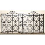 A pair of wrought iron gates, 116cm h; 115cm l (x2)