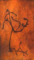 Contemporary School, late 20th c - A Study of a Cave Painting, indistinctly signed, mixed media,