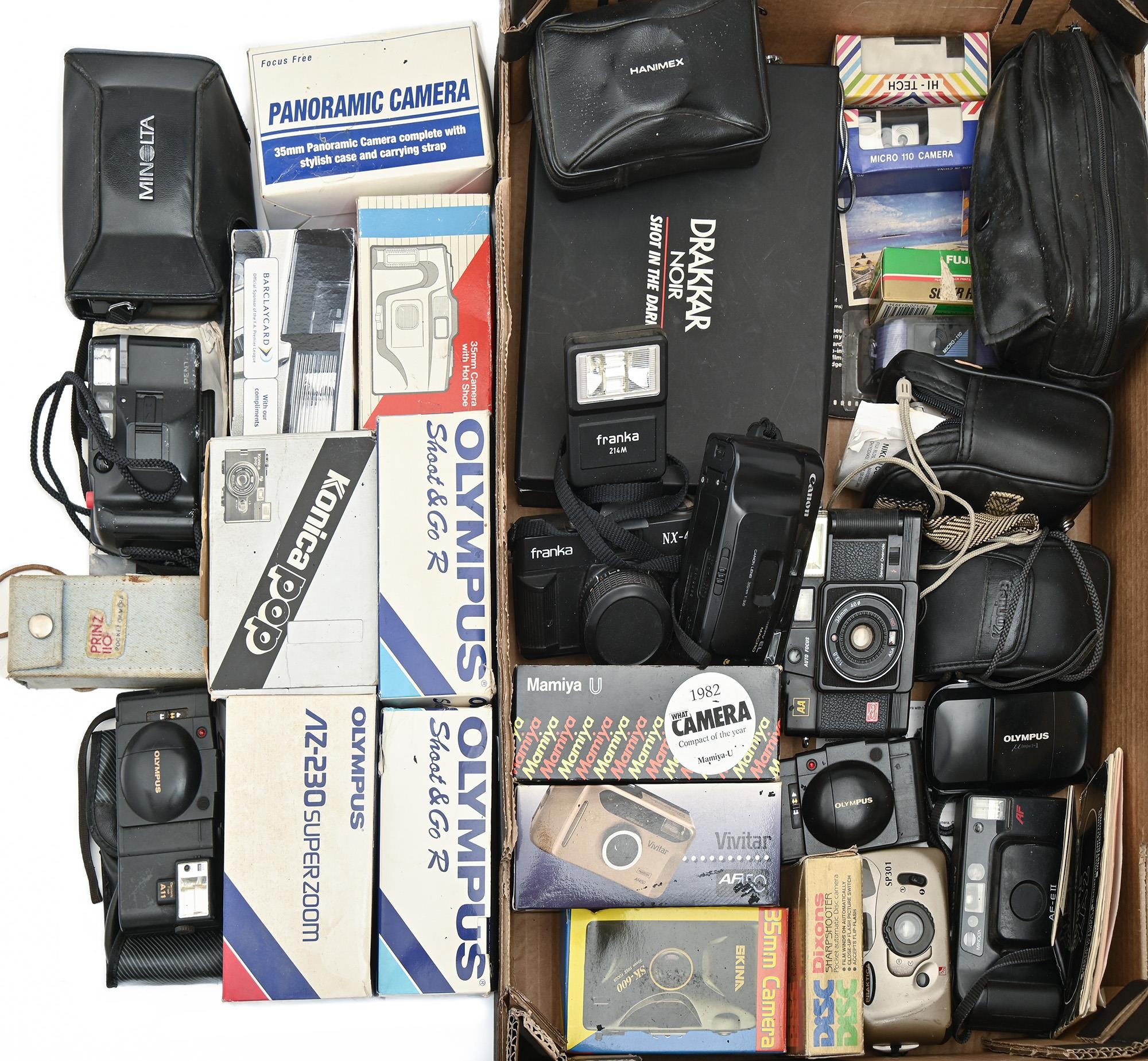 Miscellaneous digital compact and other cameras, including Olympus and Minolta Sold as seen