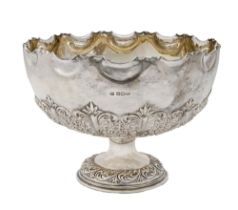 An Edwardian silver rose bowl, stamped with bands of foliage, 13.5cm h, by Fenton Brothers Ltd,