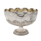 An Edwardian silver rose bowl, stamped with bands of foliage, 13.5cm h, by Fenton Brothers Ltd,