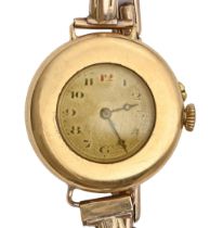 An 18ct gold wristlet watch, the high quality lever movement with gold cuvette, 30mm diam, London