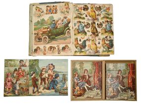 A set of twenty Victorian child's building blocks, of wood covered with lithographs and retaining