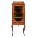 An Edwardian inlaid and giltmetal mounted china cabinet, 165cm h; 64 x 42cm Minor scuffs and