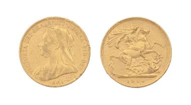 Gold coin. Sovereign 1900