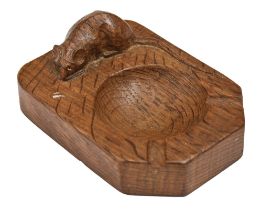 A Mouseman oak ashtray, 10.5cm l Good condition