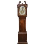 An 18th c mahogany eight day longcase clock, with brass and silvered dial inscribed  George