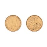 Gold coin. Half sovereign 1908S