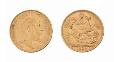 Gold coin. Sovereign 1910