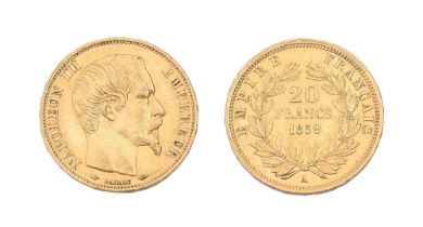 Gold coin. France 20 francs 1859