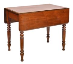 A mahogany Pembroke table, early 20th c, on turned legs, 75cm h, 95cm w Good condition