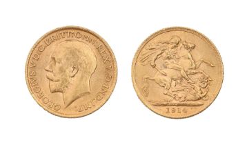 Gold coin. Sovereign 1914