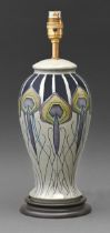 A Moorcroft Peacock Parade lamp, 30cm h excluding fitment Undamaged