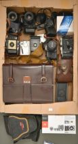 Miscellaneous cameras, lenses and accessories, to include Nikon and Canon, several boxed