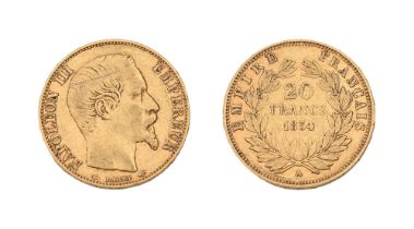 Gold coin. France 20 francs 1854