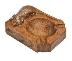 A Mouseman oak ashtray, 9.8cm l