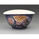 Studio pottery. Dennis Townsend (w1933-2024) - Bowl, thrown earthenware, painted lustre and gilt,
