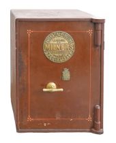 A late Victorian iron safe, Milners Safe Co Ltd, with embossed brass name plate, impressed serial