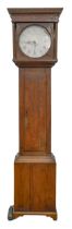 A Victorian oak thirty hour longcase clock,  the painted dial flanked by turned pillars with